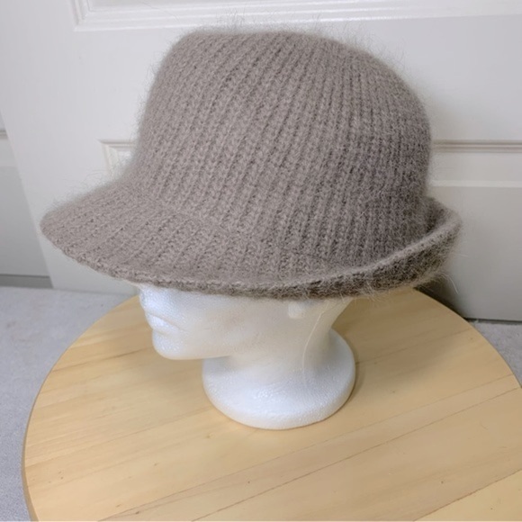 pins & Needles Tan Soft Minimalist Angora Wool Blend Fedora Knit Bucket Hat - Picture 4 of 13